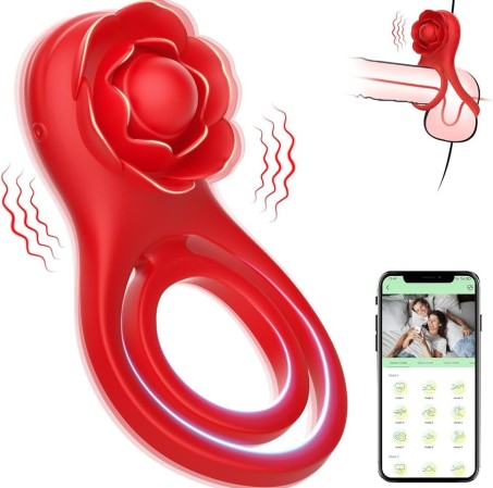 Vibrating Cock Ring With Rose Clitoral Stimulator In Pakistan